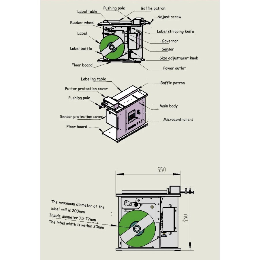 220V Semi-automatic Small Volume Rectangular Corner Seal Labeling Machine 90°