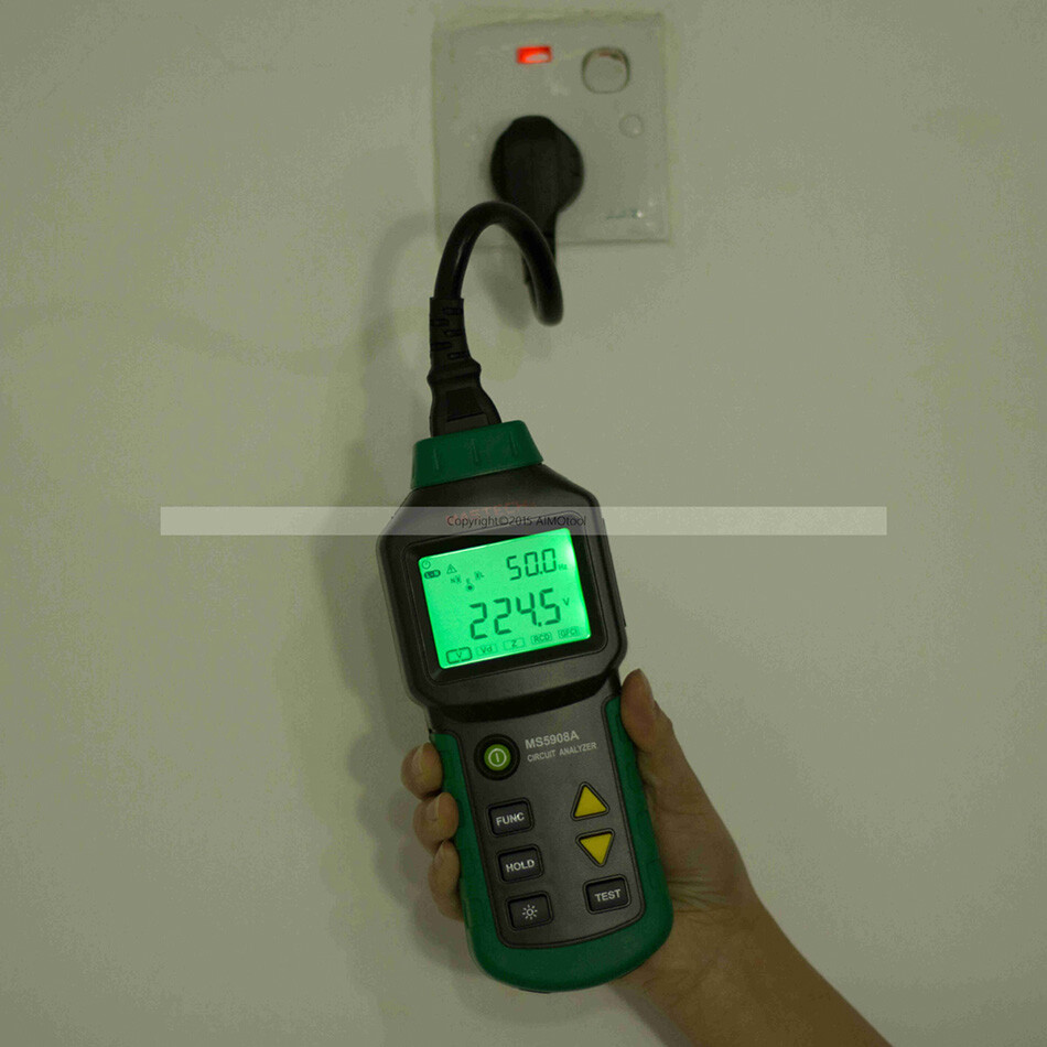 Mastech MS5908C RMS Circuit Analyzer Tester 220V RCD GFCI Socket Tester