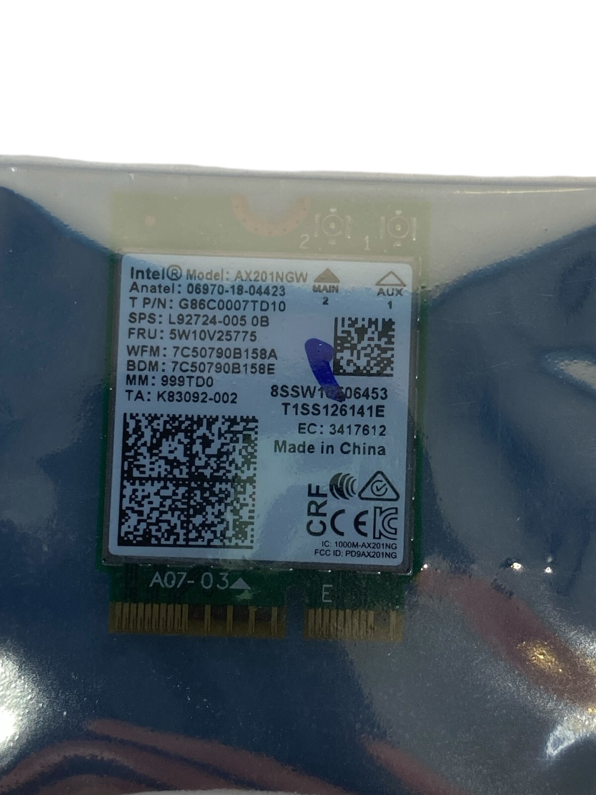 Lenovo Wireless LAN Wi-Fi Card 5W10V25775 Bluetooth Intel (AX201NGW) For Laptop