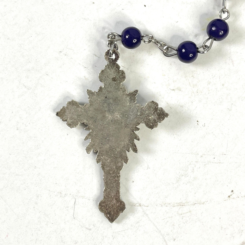 Rosary America Needs Fatima Purple Plastic Bead Silver Tone Crucifix 1917-2017