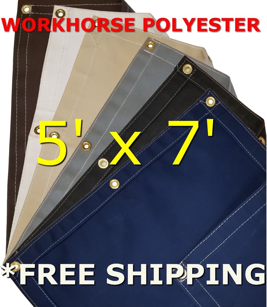 5' x 7' Workhorse Polyester Waterproof Breathable Canvas Tarp