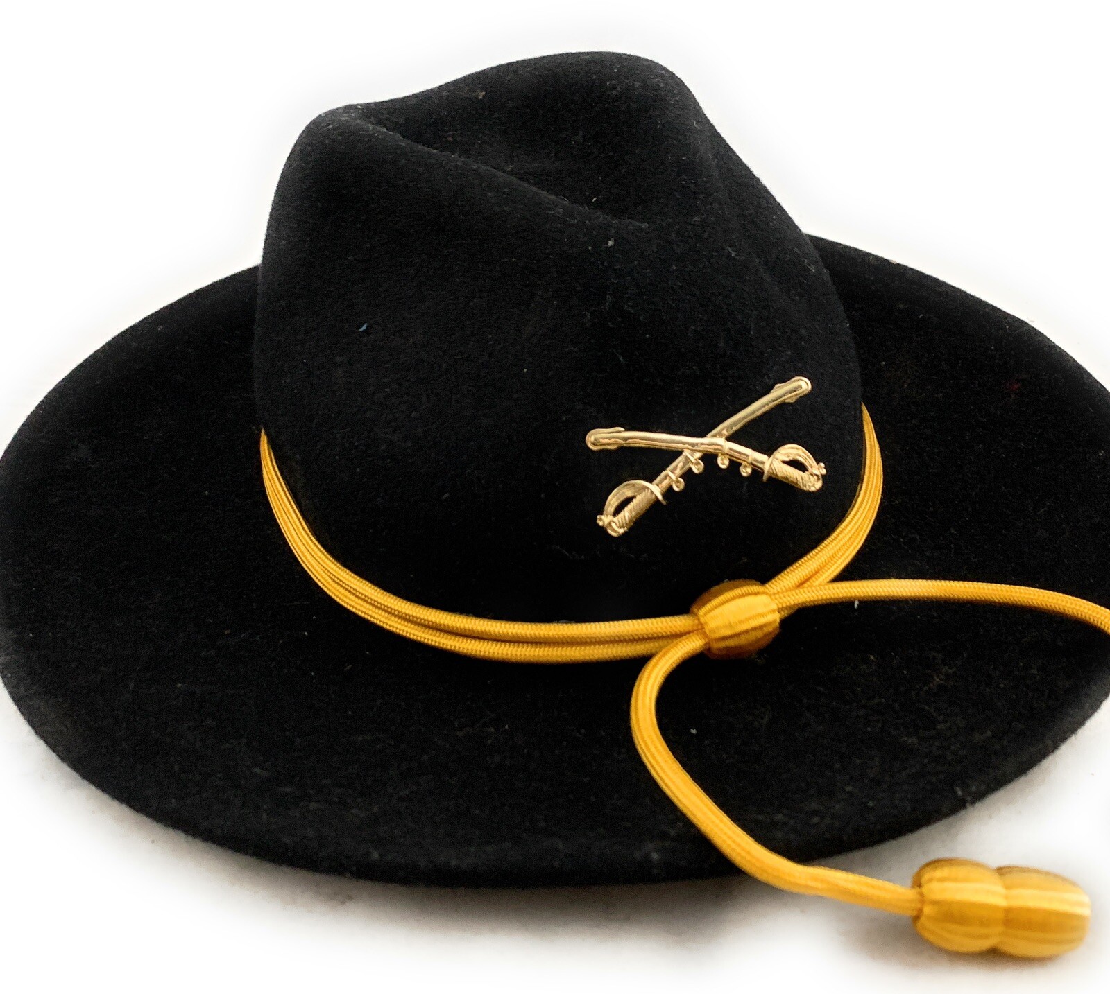 ☀️US Army Cavalry Gold Crossed Sabers Hat Pin, Cav Branch Insignia, Large 2-1/4"