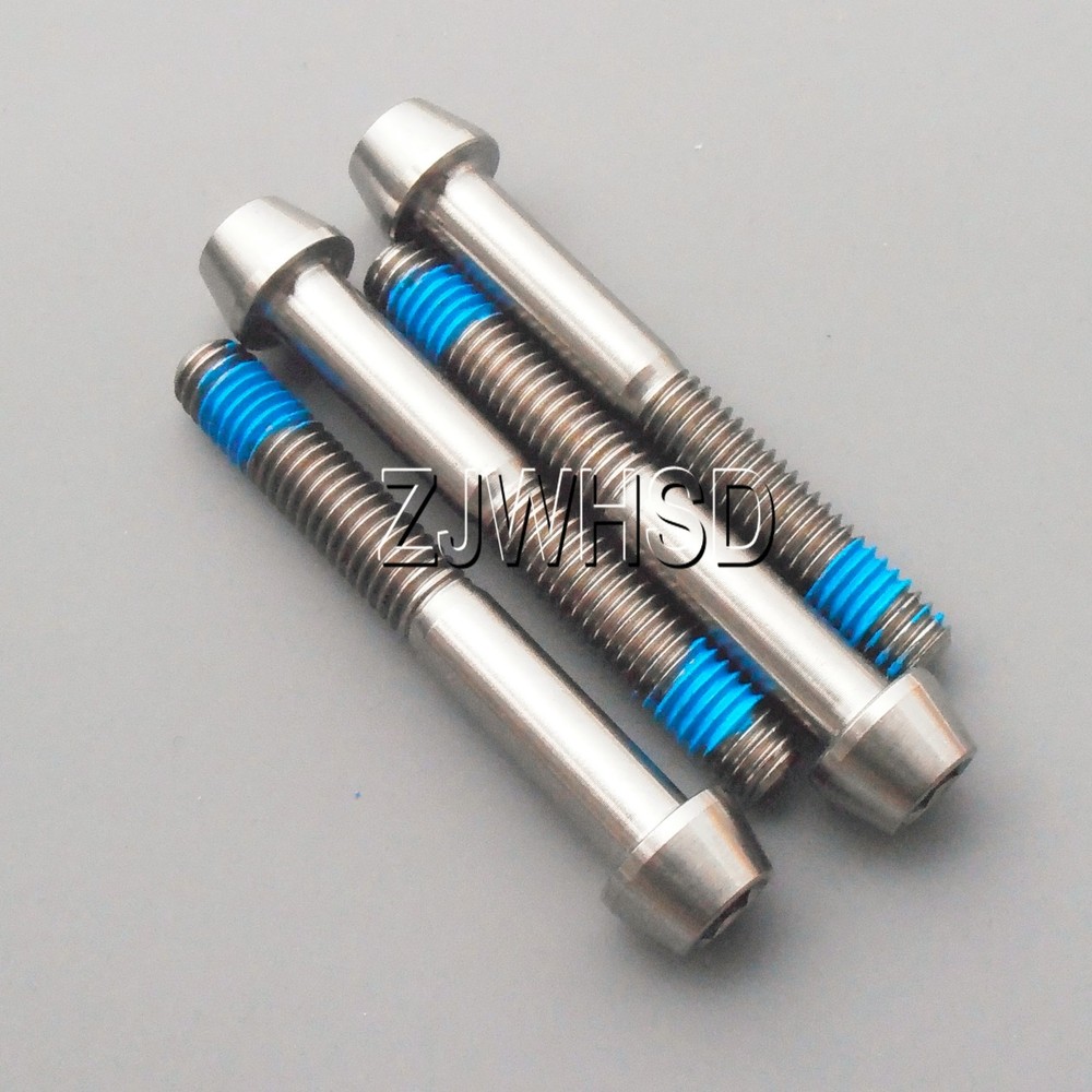 4pcs M6 x 45 Ti Titanium Screw Bolt Allen hex Taper Socket Cap Head+ThreadLocker