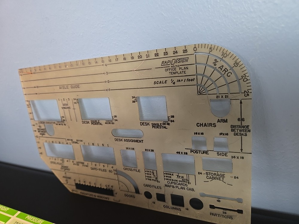 Vintage RapiDesign GE Noryl AYDIN VECTOR Slide Chart Drafting Templates Ruler