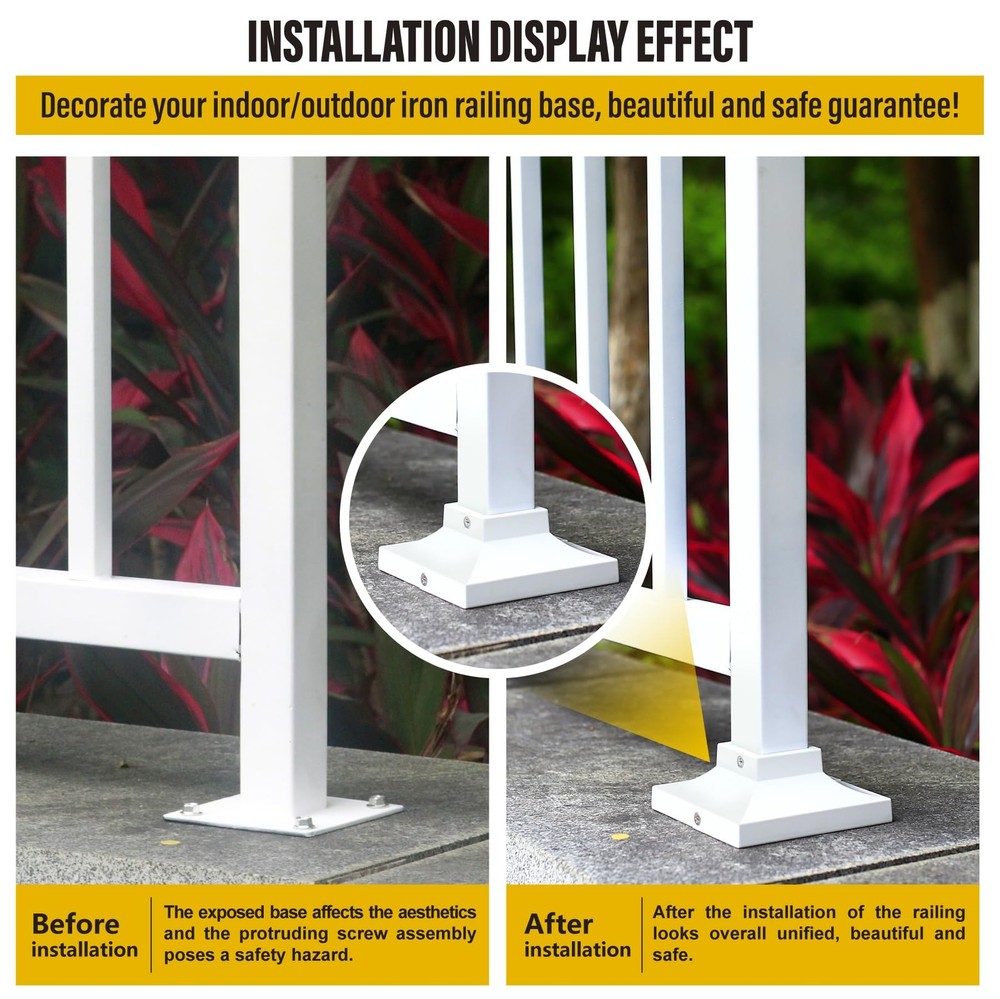 8PCS 1.5" Aluminum Deck Post Base Covers White Post Skirt Railing Brackets