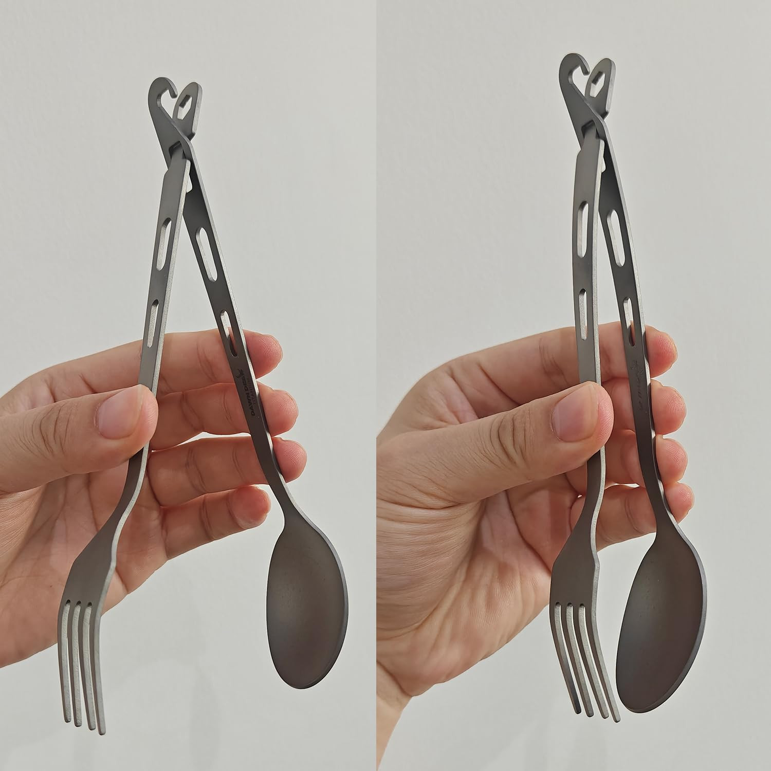 Titanium Fork Spoon Knife Set - Camping Tongs | Ultralight Backpacking Utensils,