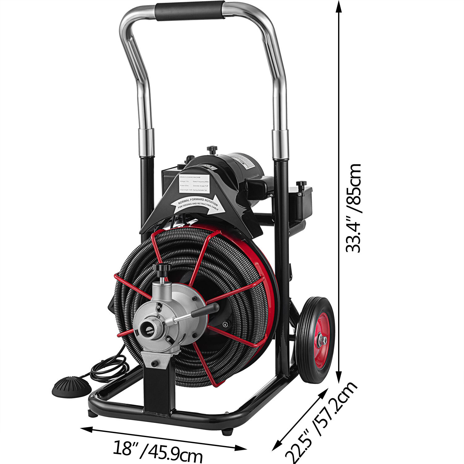 100ft x 1/2" Commercial Drain Cleaner Sewer Snake Drain Auger Cleaning Machine
