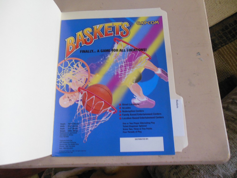 nos Original BASKETS CAPCOM    ARCADE   GAME  FLYER