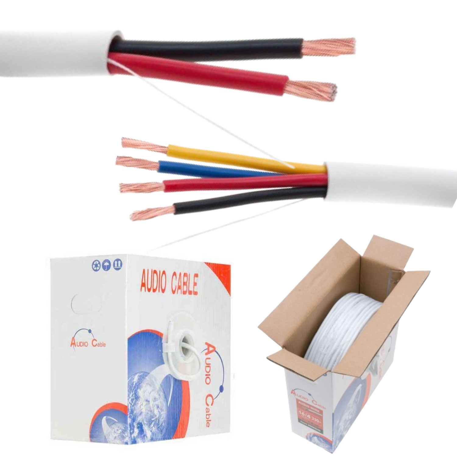 Speaker Cable 12 14 16 18 AWG Gauge CL2 IN WALL Audio Wire 50ft-500ft White lot