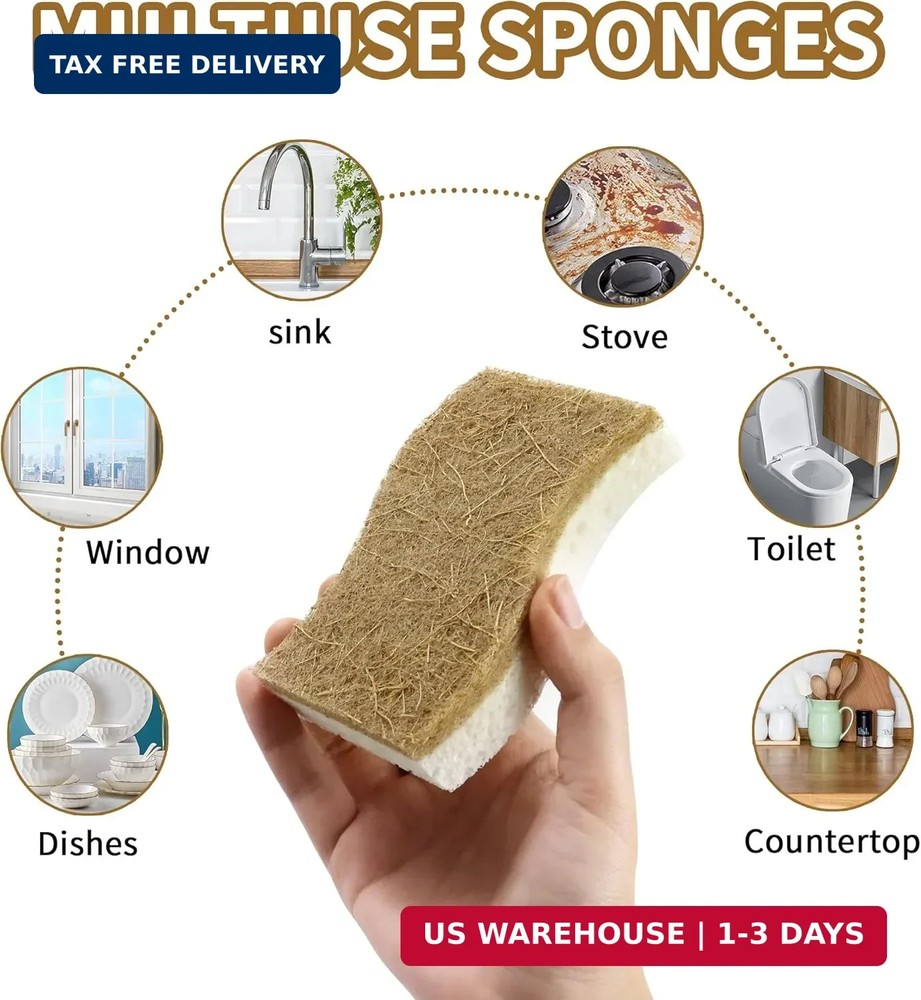 Natural Kitchen Sponges, Biodegradable & Compostable | Non-Scratch Cellulose Coc