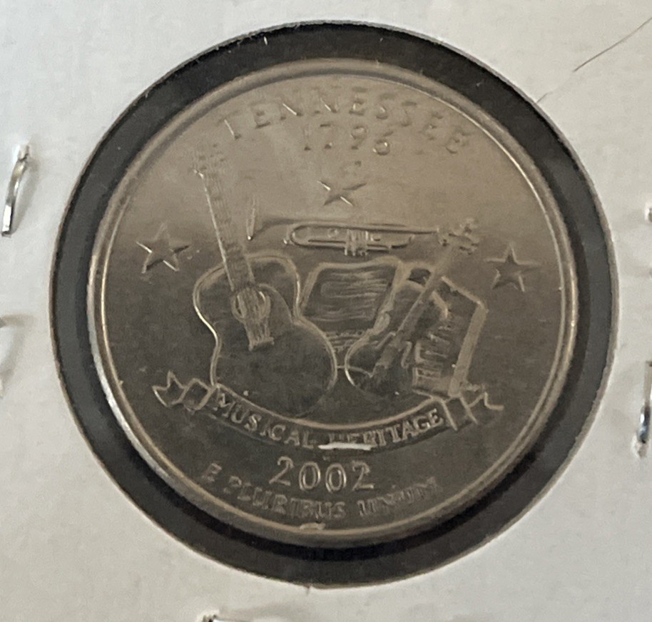2002 D Tennessee State Quarter. Uncirculated From US Mint roll.