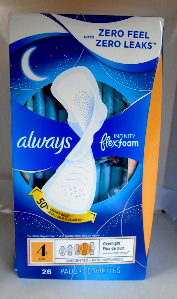 Always Infinity Flex Foam Size 4 Overnight Protection (3 Pack) - 26 Pads Each