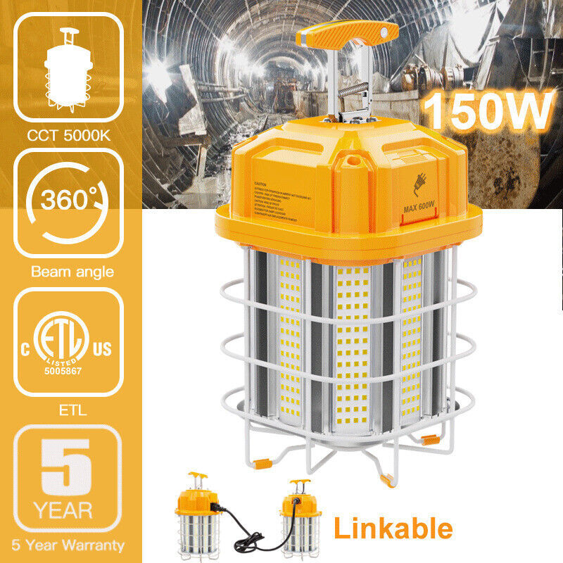 LED Temporary String Work Light 150W Linkable Construction Jobsite High Bay Lamp