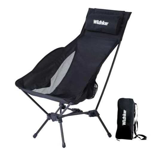 Portable Compact Folding Camping Chairs – Lightweight High Back with Pillow,