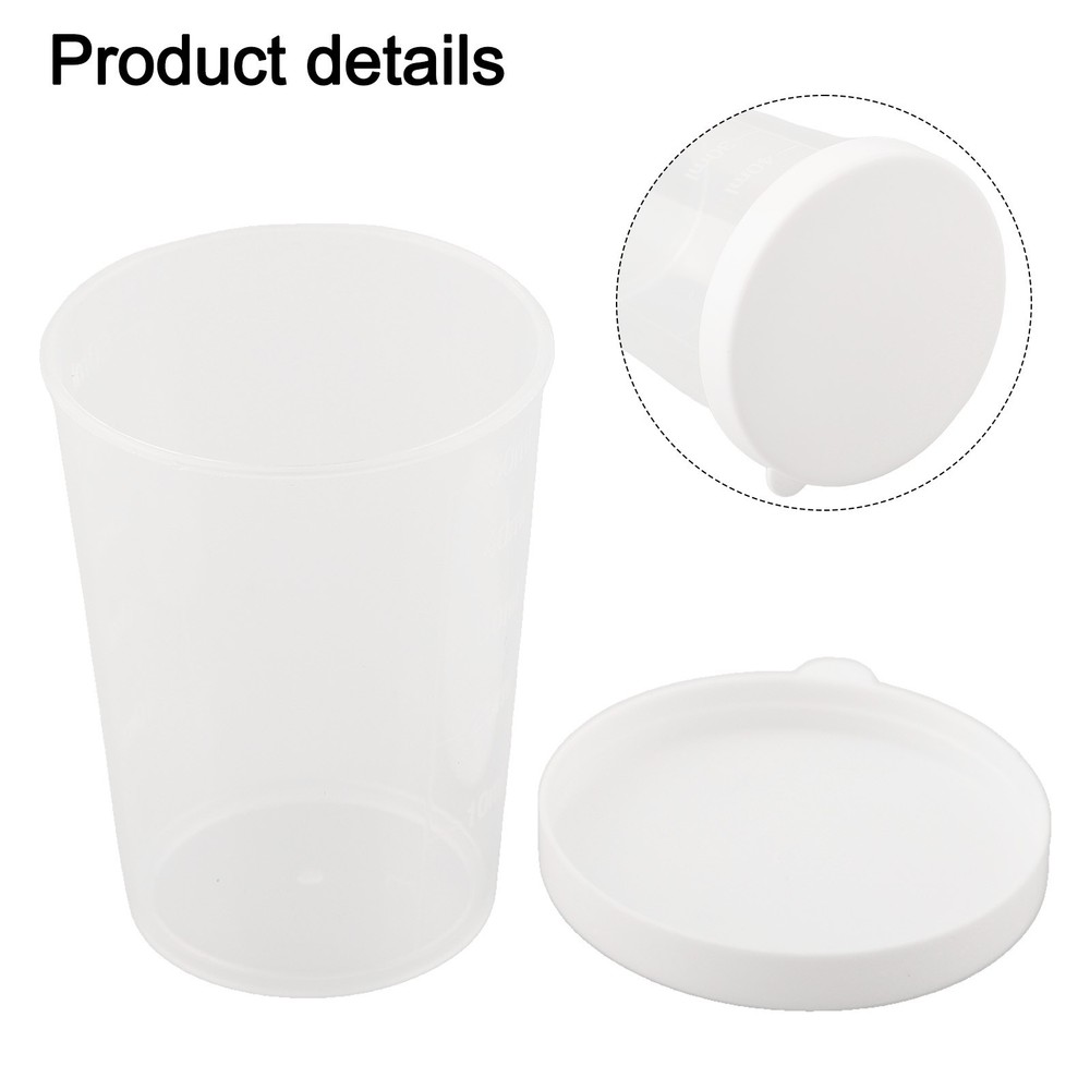 Measuring Cups Sample Storage Laboratory Transparent With White Lids Cap