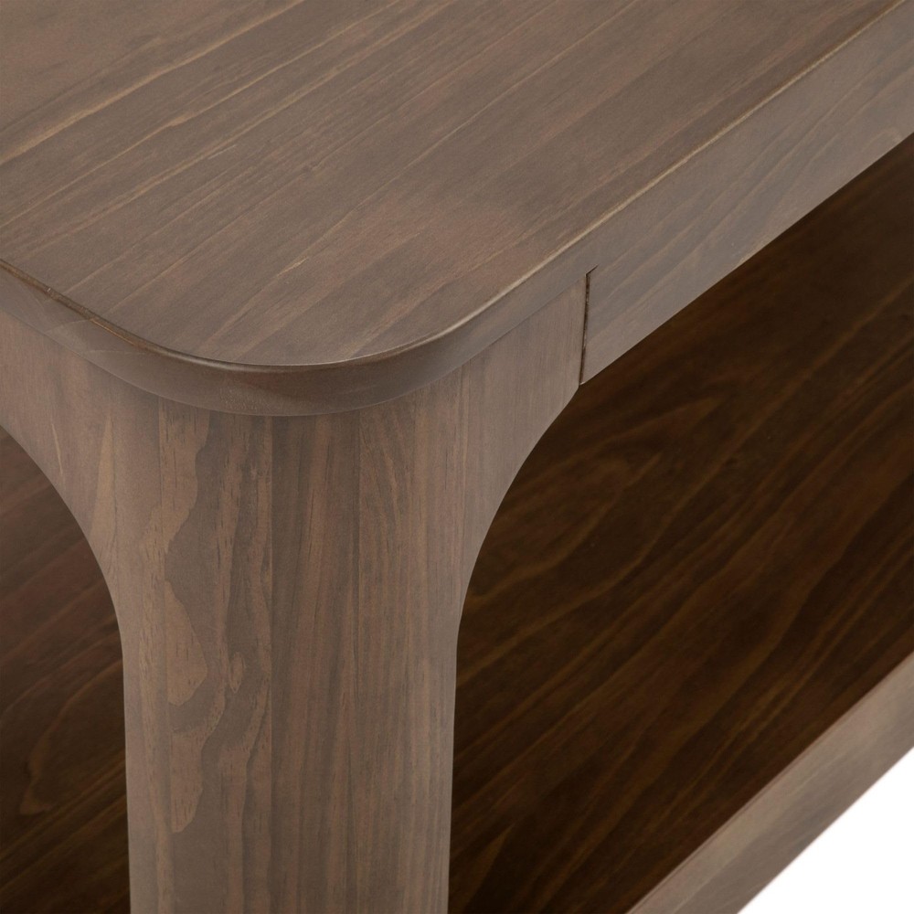 Forma Coffee Table, Solid Wood 48 Inch Modern Coffee Table with Shelf, Contem...