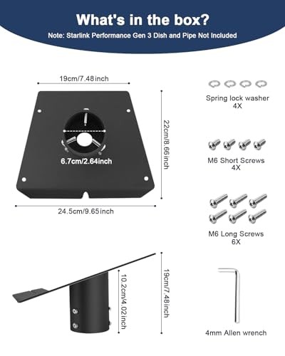 Starlink Performance Gen 3 Pipe Adapter– 70mm Deep Socket, UV & Peel-Resistant
