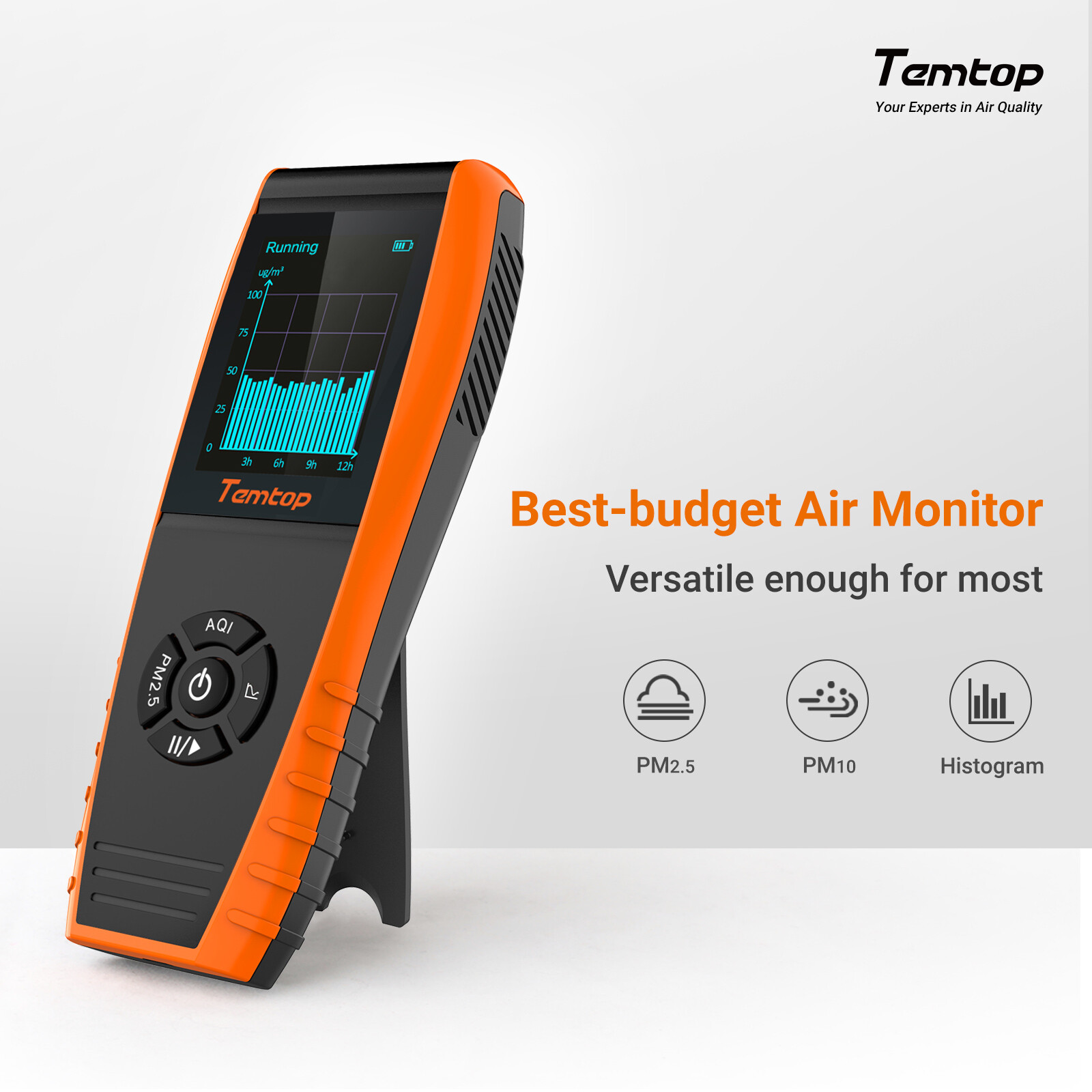 Temtop P600 Air Quality Monitor Particle Detector PM2.5 PM10 Recorder Histogram