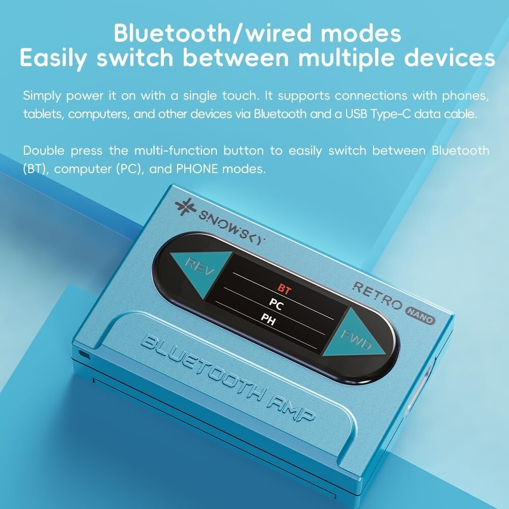 FiiO/Snowsky Retro Nano Bluetooth USB DAC AMP w/3.5mm & 4.4mm Output (Blue)