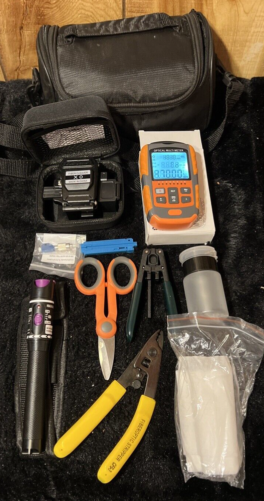 Fiber Optic Cleaver XO Plus Case Visual Fault Locator Optical Multimeter + More