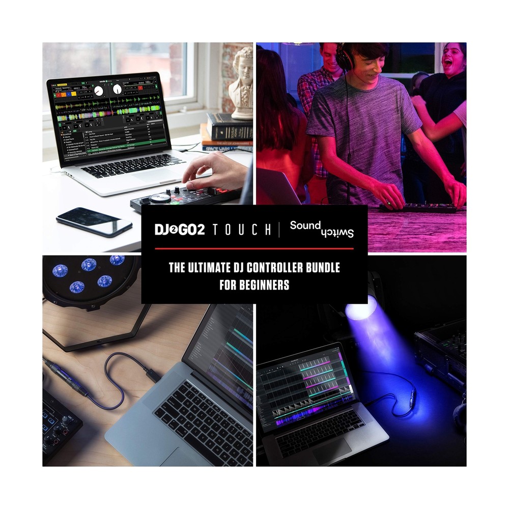 DJ Controller & DMX Bundle - DJ Controller with 2 Decks, DMX Interface & Sera...