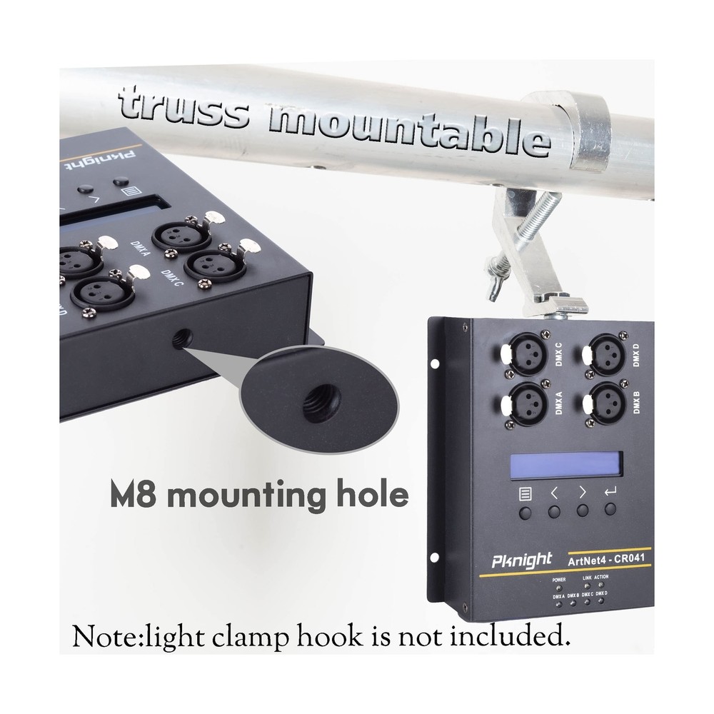 Pknight ArtNet DMX 2048 Ethernet Lighting Controller Interface，4 Universe
