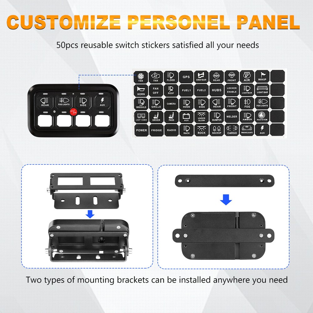 Auxbeam 8 Gang Switch Panel BA80 Control Auto Dimmable On-Off Touch Relay System