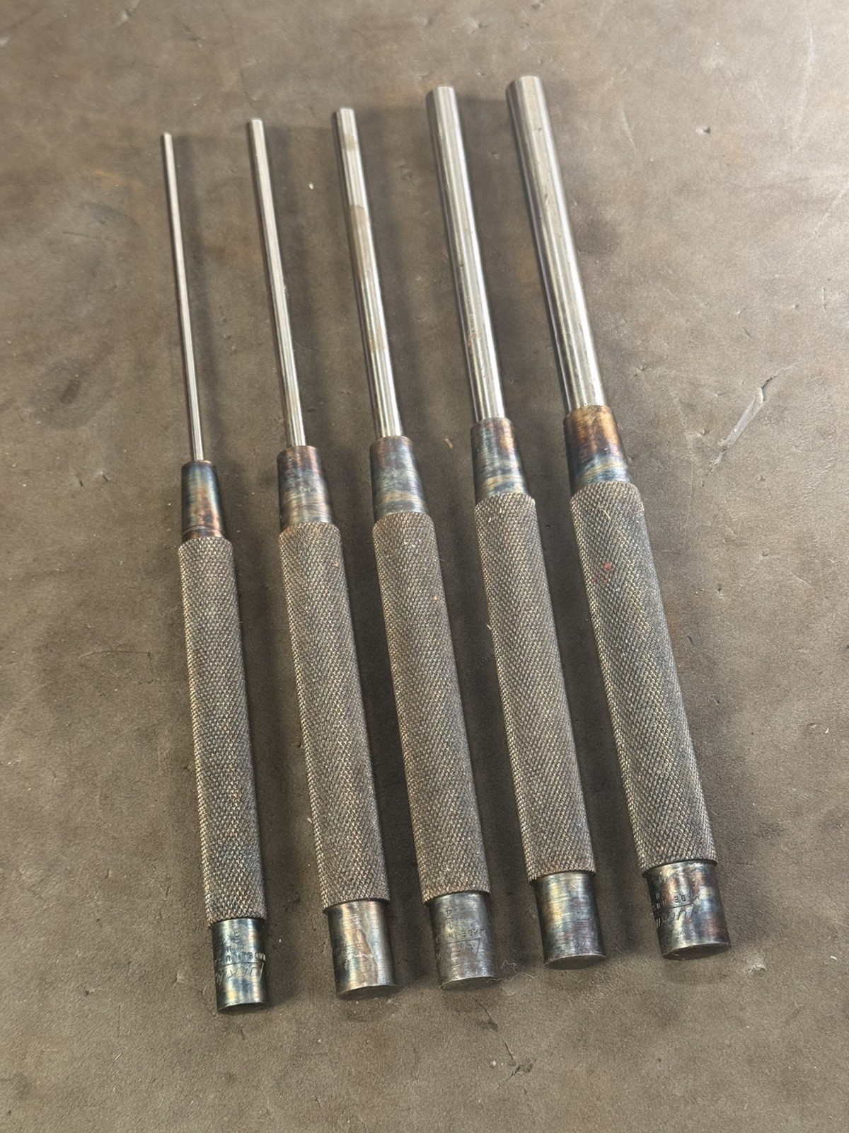 Vintage Lufkin 172 S Complete Original Punch Set Pouch 5 pcs Set Machinist