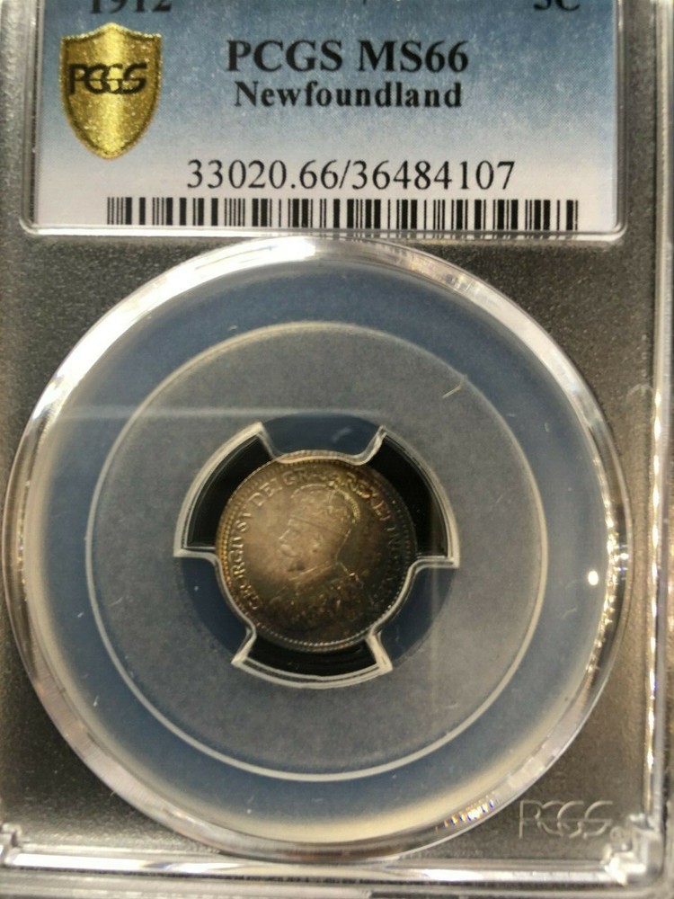 1912 PCGS Graded Newfoundland ¢5 Five Cent, **MS-66** #4107