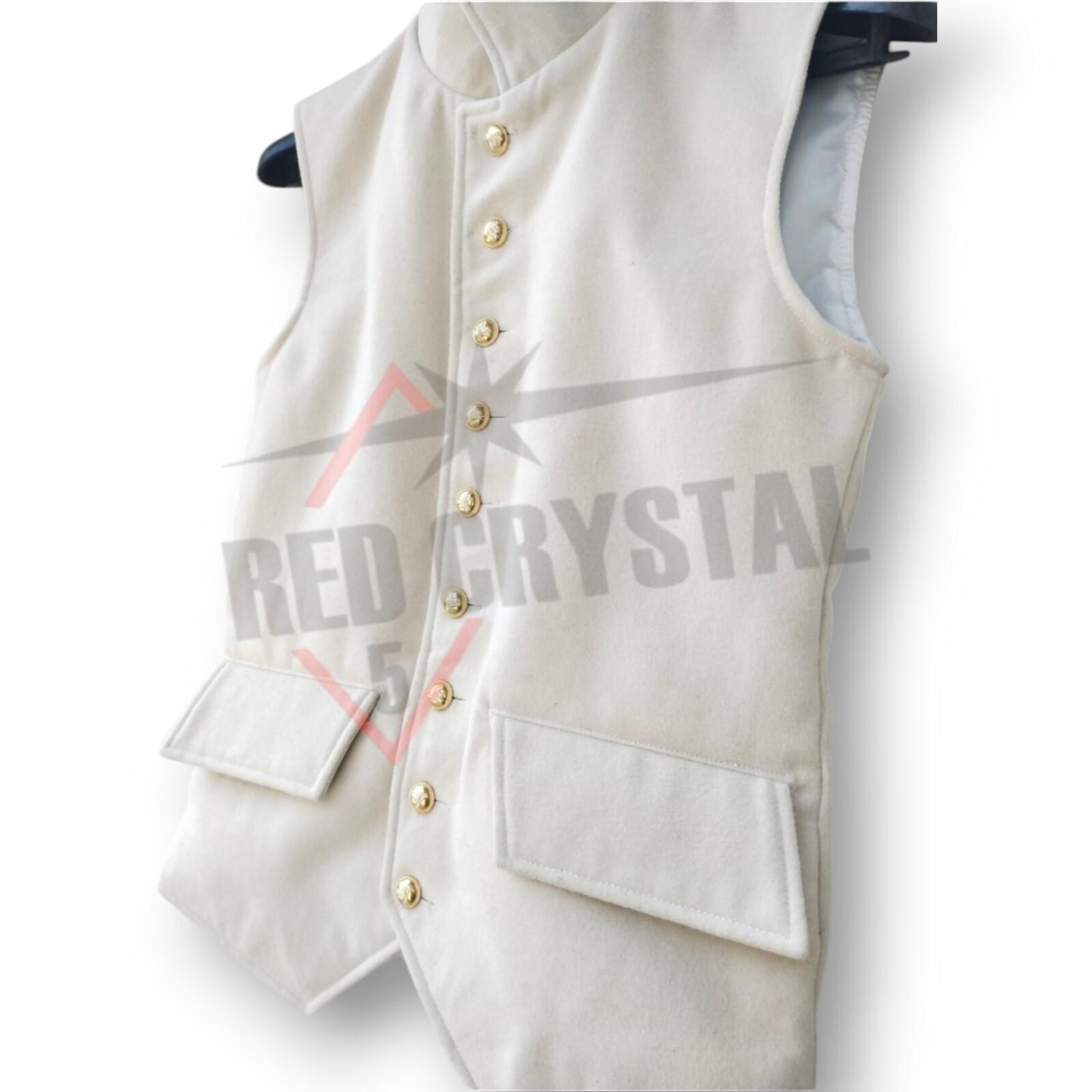 New Men's 18th Century Off White Waistcoat & Breaches British Revolutionary War