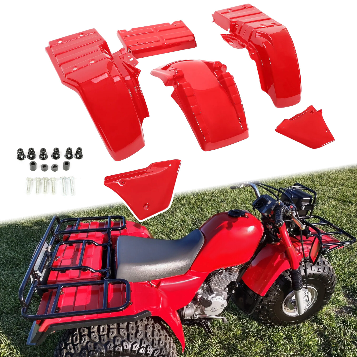 New For Honda Big Red ATC250ES 1985-1987 Complete Plastic Fenders Kit 6PCS