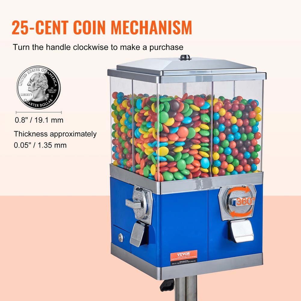 Commercial Candy Vending Machine Four Compartment Rotatable 25 Cent Coin