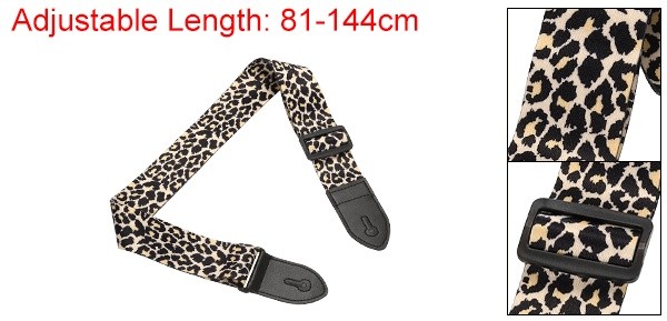 Guitar Strap Adjustable Straps with Black Plastic Buckle Light Yellow Leopard