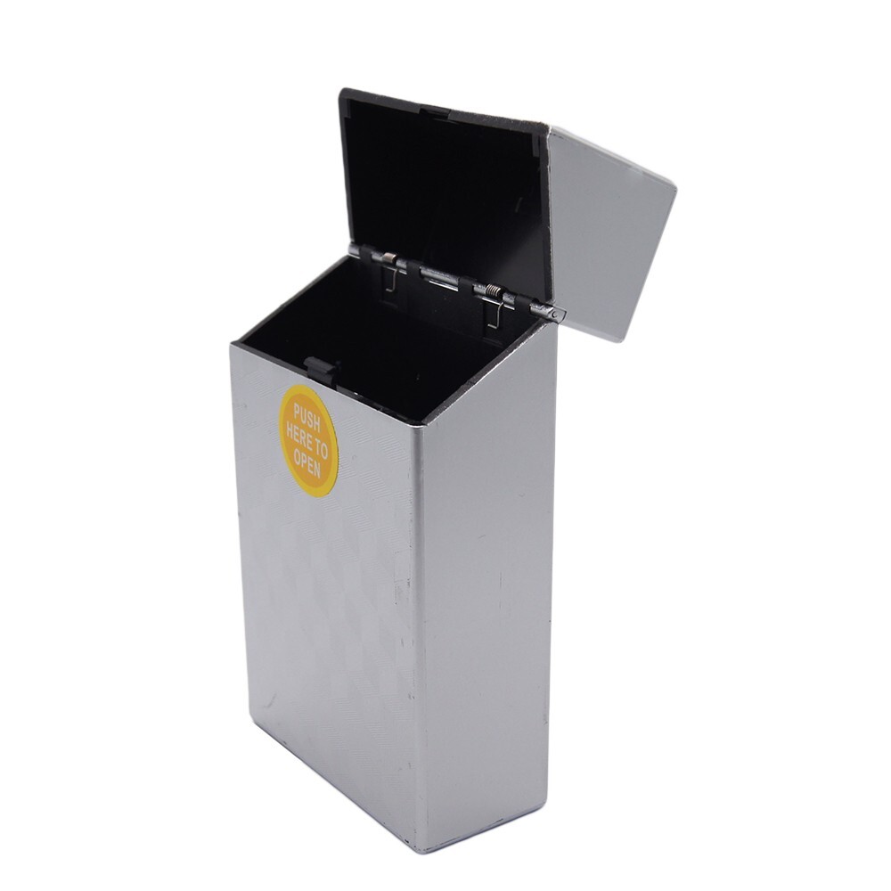 4 Pack 100' Push-to-Open Plastic Cigarette Case w/ Metallic Finish Design