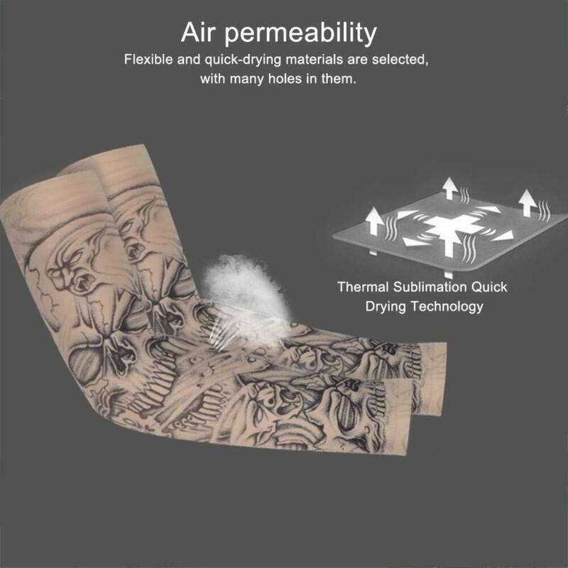 6PCS Tattoo Cooling Arm Sleeves Cover Basketball Golf Sport UV Sun Protection