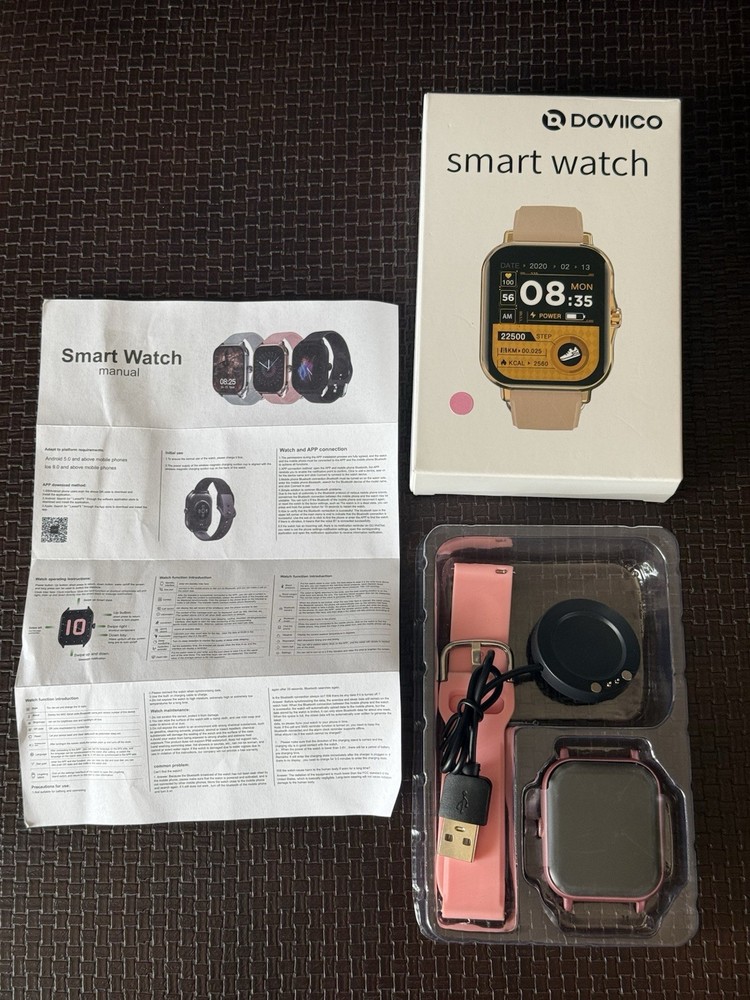 DOVIICO Pink Smart Watch Opened Box