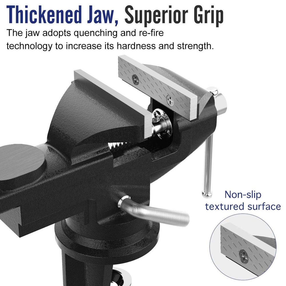 Housolution 3 Inch Universal Swivel Base Table Vise, 360°Rotating Bench Cla