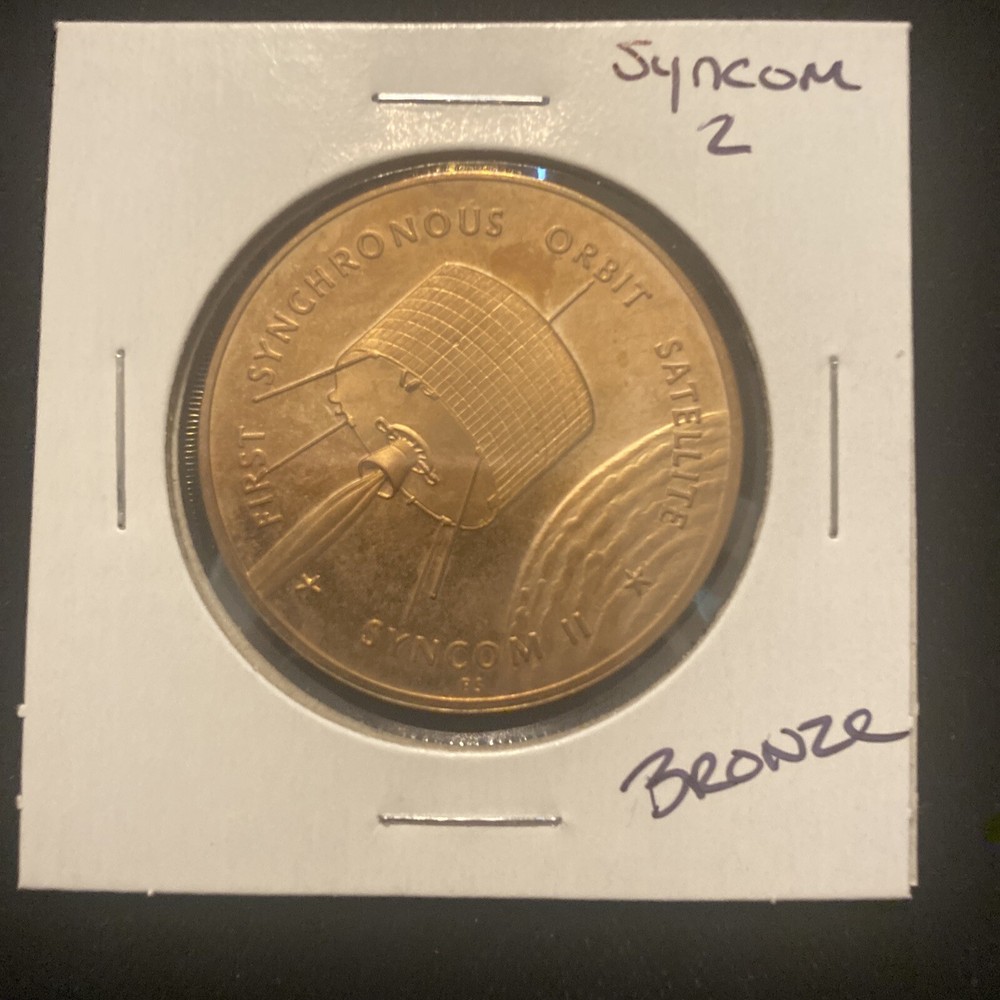 Vintage Syncom 2 Bronze Token Space Synchronous Orbit Satellite Token