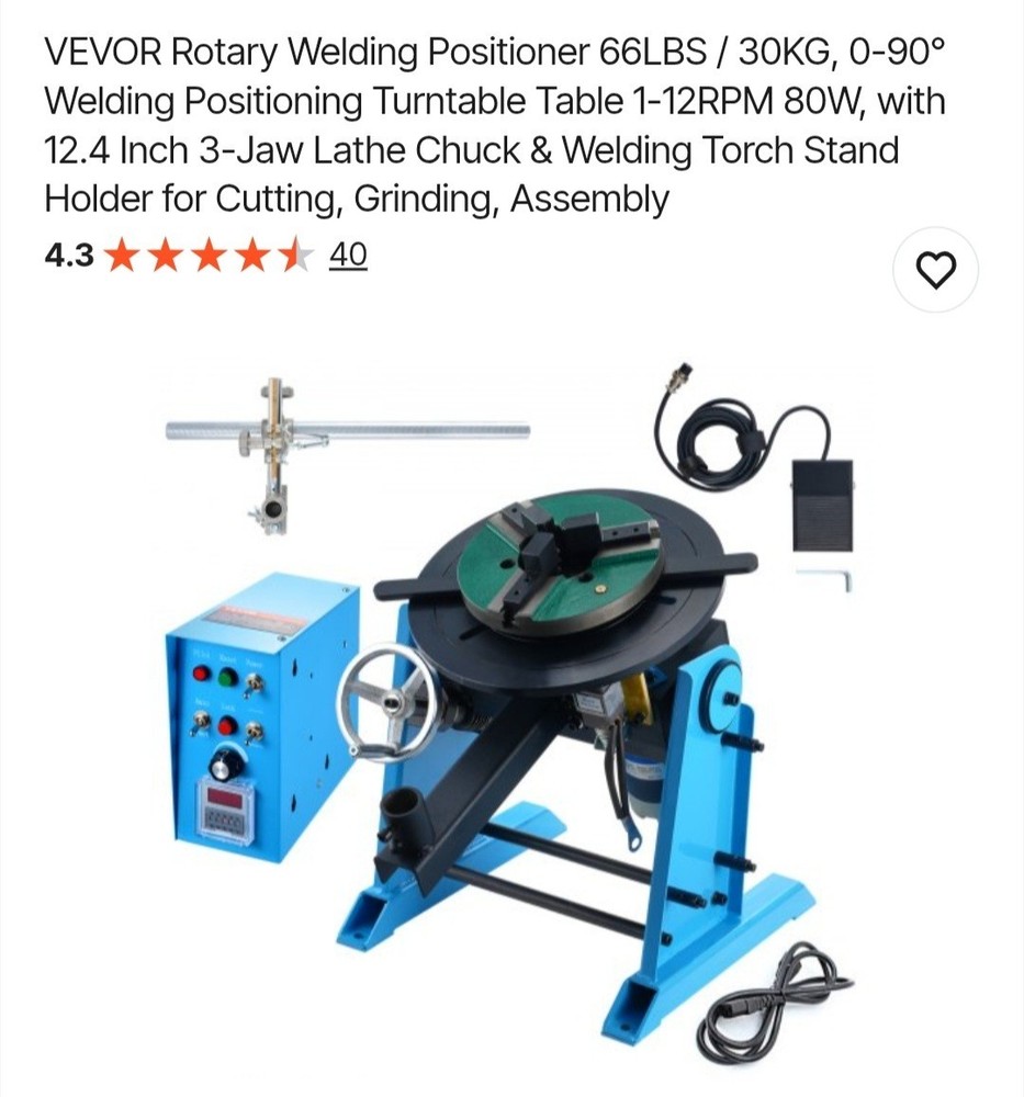 Automatic Rotary Welding Positioner Table with Lathe Chuck, Still in Crate