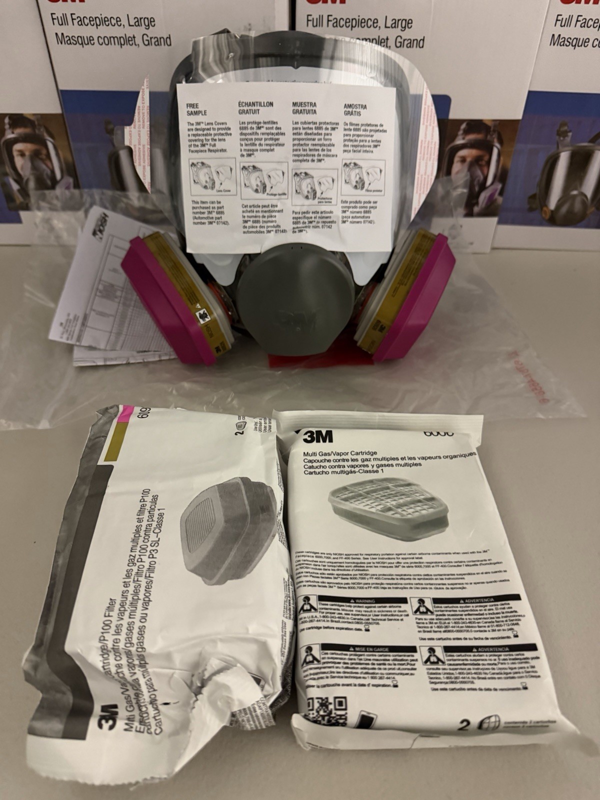 Bundle 3M 6900 LARGE FULL FACE RESPIRATOR MASK & 2 60926 GAS VAPOR+2 6006 Filter