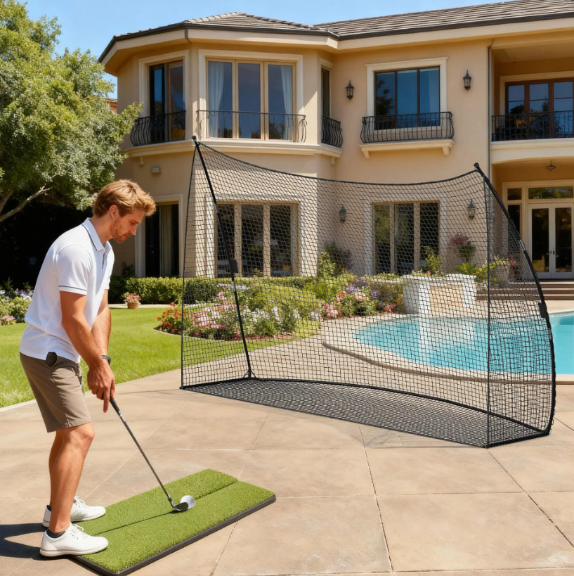Large 10x7ft Golf Practice Hitting Net Indoor Personal Driving Range Training