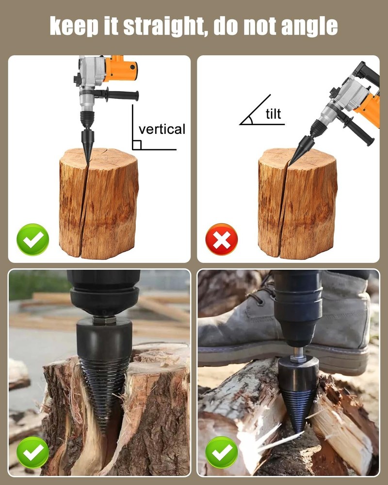 2-Pack Firewood Splitting Drill Bits 45mm/32mm - Efficient Log Splitter Tools