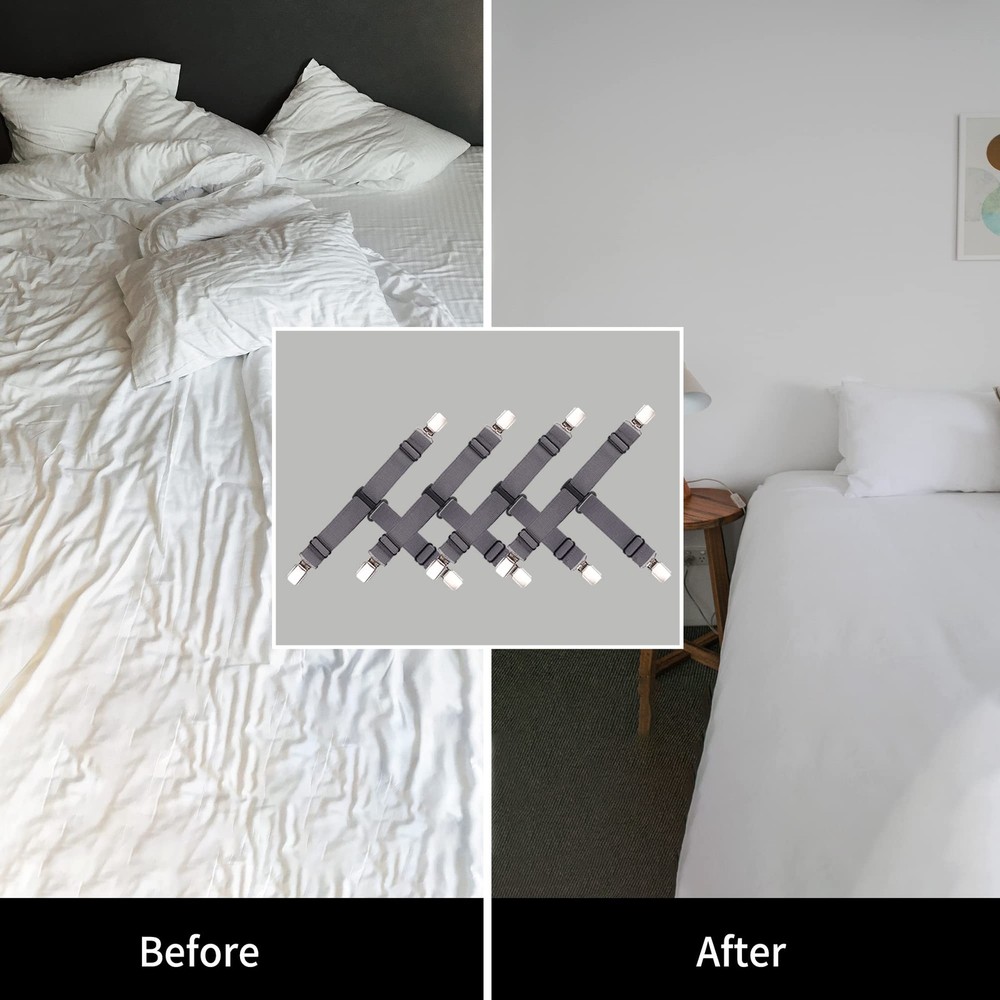 Fitted Sheet Straps 4 PCS Sturdy Bed Sheet Clips Keeping Sheets in Place Shee...
