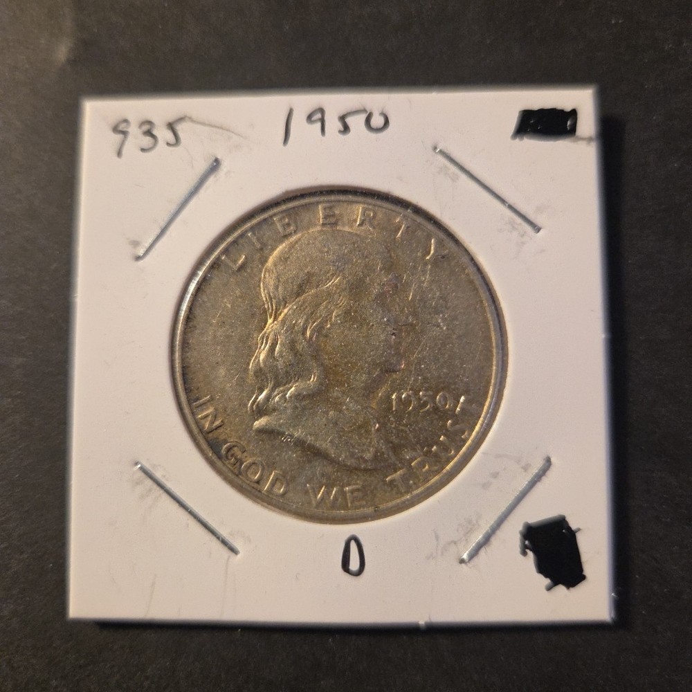 1950-D Franklin Silver Half Dollar In About Uncirculated Condition