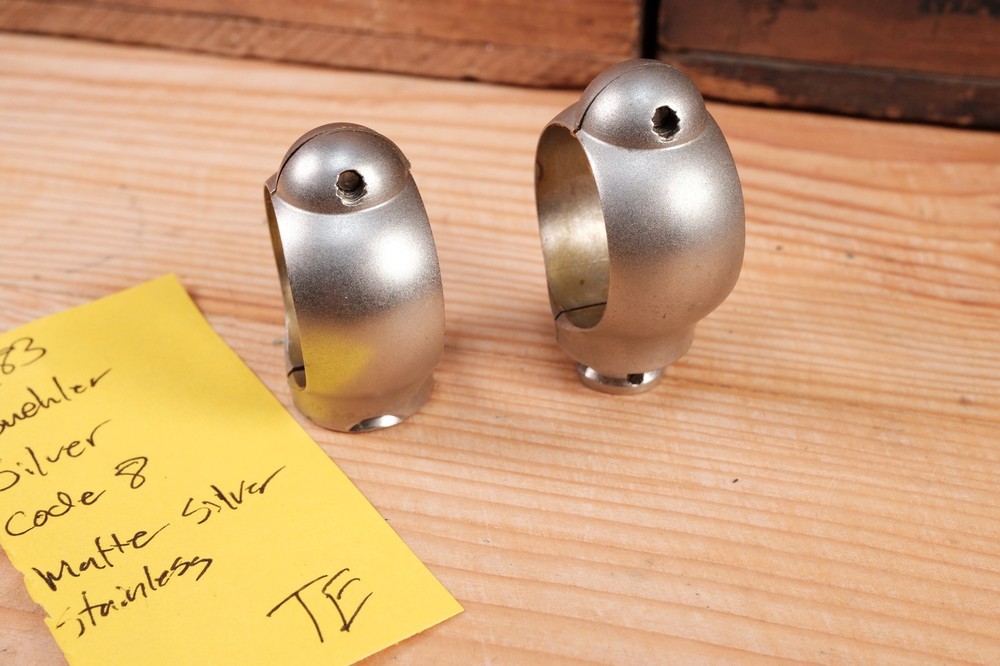 H183 Buehler Matte Silver 1" Scope Rings Code 8 Medium Tall Stainless