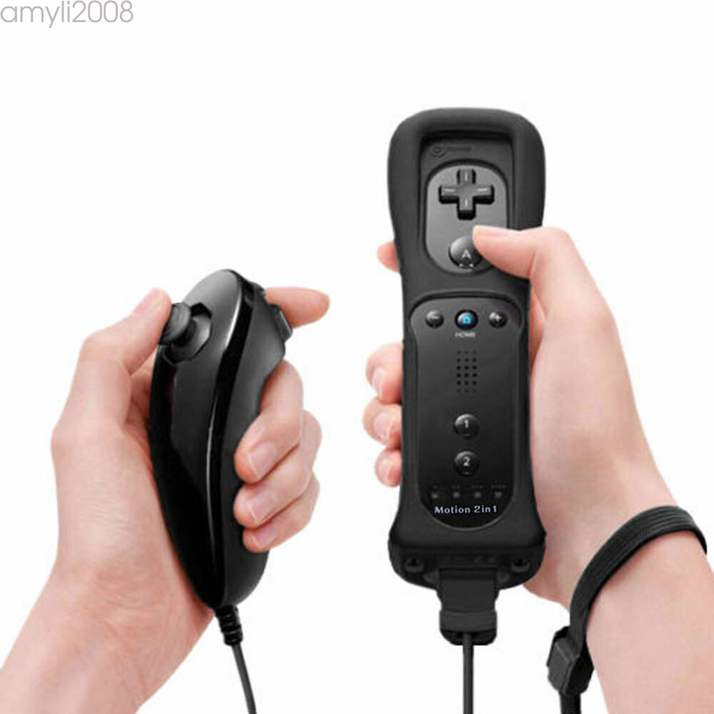 2Set Wii Remote Controller Motion Plus&Nunchuck for Wii/Wii U Console Video Game