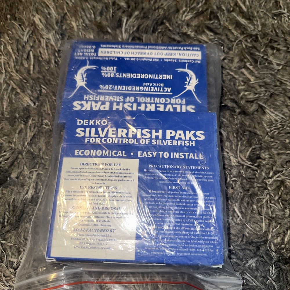 2 Boxes Dekko Silverfish Control Paks Pest Control Bait 48 PACKS