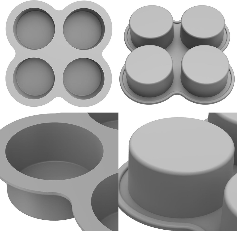 4 Cup Silicone Egg Bite Molds - Red & Gray Nonstick Baking Essentials