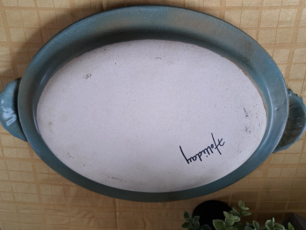 Sage And Brown Speckled Shell Serving Tray Plate