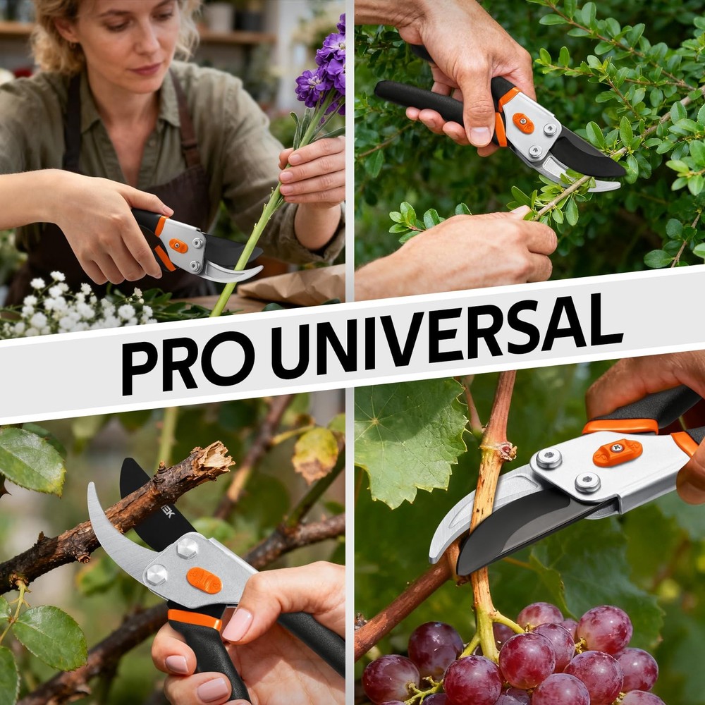 ® Pruning Shears, 8.5” Professional Garden Pruner with Jam-Proof Spring & Eve...